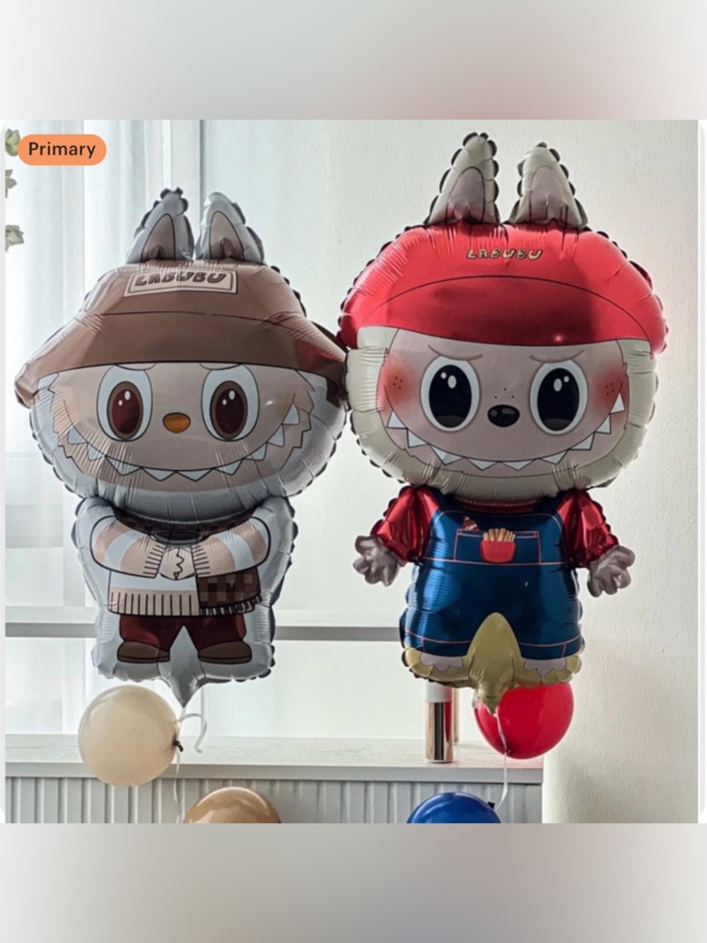 Cute Cartoon Wolf Foil Balloon Pair - Red & Brown